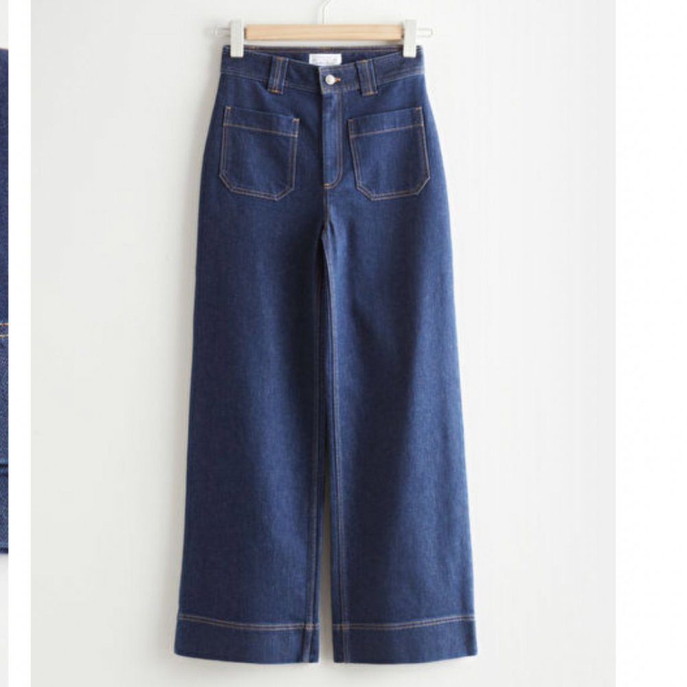 & Other Stores Wide Leg Patch Pocket Jeans Size 0